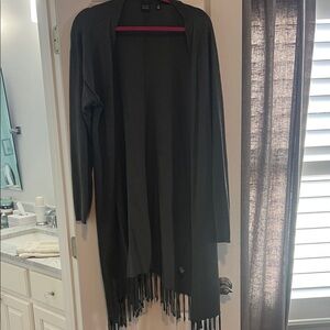 Chic Gray Fringe Cardigan
